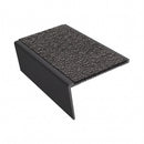 Rake back aluminium stair nosing, 56mm tread, obsidian (dark charcoal) Mor Grip insert, satin black finish