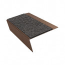 Rake back aluminium stair nosing, 70mm tread, obsidian (dark charcoal) Mor Grip insert, dark bronze finish