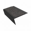 Rake back aluminium stair nosing, 70mm tread, obsidian (dark charcoal) Mor Grip insert, satin black finish
