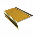 Rake back aluminium stair nosing, 70mm tread, solar (golden yellow) Mor Grip insert, mirrorflect gold finish