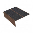 Rake back aluminium stair nosing, 85mm tread, obsidian (dark charcoal) Mor Grip insert, dark bronze finish