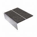 Rake back aluminium stair nosing, 85mm tread, obsidian (dark charcoal) Mor Grip insert, mill finish finish