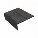 Rake back aluminium stair nosing, 85mm tread, obsidian (dark charcoal) Mor Grip insert, satin black finish
