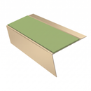 Aluminium Stair Nosing 3.22m 70mm Tread Custom Finishes, apple green insert, Satin Bronze finish