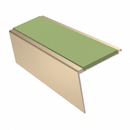 Heavy Duty Rake Back Aluminium Stair Nosing 2.75m, 62 x 56, apple green insert, Satin Bronze finish