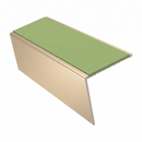 Heavy Duty Aluminium Stair Nosing 3.22m Slip Resistant, apple green insert, Satin Bronze finish