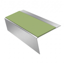 Aluminium Stair Nosing 3.22m 70mm Tread Custom Finishes, apple green insert, Satin Silver finish
