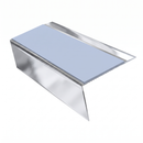 Rake Back Stair Nosing 2.75m 70mm Tread Anti Slip Vinyl, aura insert, Mirrorflect Silver finish