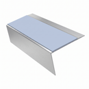Aluminium Stair Nosing Rake Back 2.44m 70mm Single Channel, aura insert, Satin Silver finish