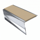 Heavy Duty Rake Back Aluminium Stair Nosing 2.75m, 62 x 56, beige insert, Mirrorflect Silver finish