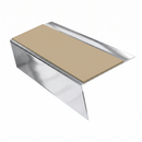 Aluminium Stair Nosing Rake Back 2.44m 70mm Single Channel, beige insert, Mirrorflect Silver finish