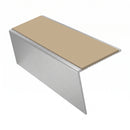 Heavy Duty Rake Back Aluminium Stair Nosing 2.44m, 62 x 56, beige insert, Satin Silver finish