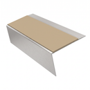 Rake Back Stair Nosing 2.75m 70mm Tread Anti Slip Vinyl, beige insert, Satin Silver finish