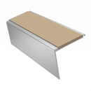 Heavy Duty Rake Back Aluminium Stair Nosing 2.75m, 62 x 56, beige insert, Satin Silver finish