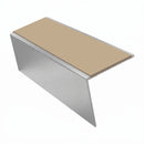 Aluminium Stair Nosing 2.75m 46mm Tread 25mm Riser, beige insert, Satin Silver finish
