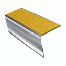 Aluminium rake back stair nosing 56 x 56mm, Brimstone Exterior Grip insert, Mirrorflect Silver finish