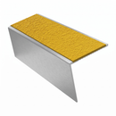 Aluminium rake back stair nosing 56 x 56mm, Brimstone Exterior Grip insert, Satin Silver finish
