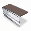 Heavy Duty Rake Back Aluminium Stair Nosing 2.75m, 62 x 56, brown insert, Mirrorflect Silver finish