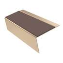 Aluminium Stair Nosing Rake Back 2.44m 70mm Single Channel, brown insert, Satin Bronze finish