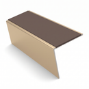 Rakeback Aluminium Stair Nosing 2.75m 56mm Custom Finishes, brown insert, Satin Bronze finish