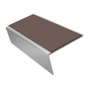Aluminium Stair Nosing 3.22m 46mm Tread 25mm Riser Rake Ba, brown insert, Satin Silver finish
