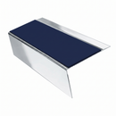 Aluminium Stair Nosing 3.22m 70mm Tread Custom Finishes, dark blue insert, Mirrorflect Silver finish
