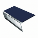 Aluminium Stair Nosing 3.22m 46mm Tread 25mm Riser Rake Ba, dark blue insert, Mirrorflect Silver finish
