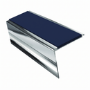 Heavy Duty Rake Back Aluminium Stair Nosing 2.75m, 62 x 56, dark blue insert, Mirrorflect Silver finish