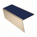 Heavy Duty Rake Back Aluminium Stair Nosing 2.44m, 62 x 56, dark blue insert, Satin Bronze finish