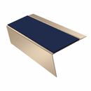 Aluminium Stair Nosing 3.22m 70mm Tread Custom Finishes, dark blue insert, Satin Bronze finish