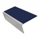 Aluminium Stair Nosing 2.75m 46mm Tread 25mm Riser, dark blue insert, Satin Silver finish