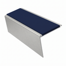 Heavy Duty Rake Back Aluminium Stair Nosing 2.75m, 62 x 56, dark blue insert, Satin Silver finish