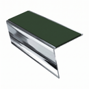 Rakeback Aluminium Stair Nosing 2.75m 56mm Custom Finishes, dark green insert, Mirrorflect Silver finish