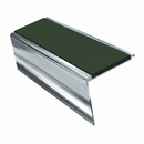 Heavy Duty Rake Back Aluminium Stair Nosing 3.22m, 62 x 56, dark green insert, Mirrorflect Silver finish