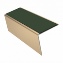 Rake Back Aluminium Stair Nosing 2.44m 56mm Tread PVC Inse, dark green insert, Satin Bronze finish