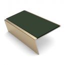 Carpet Stair Nosing 2.44m Aluminium Rake Back PVC Insert, dark green insert, Satin Bronze finish