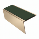 Heavy Duty Rake Back Aluminium Stair Nosing 3.22m, 62 x 56, dark green insert, Satin Bronze finish