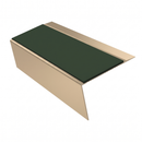 Aluminium Stair Nosing Rake Back 2.44m 70mm Single Channel, dark green insert, Satin Bronze finish