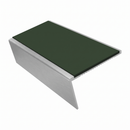 Aluminium Stair Nosing 3.22m 46mm Tread 25mm Riser Rake Ba, dark green insert, Satin Silver finish