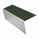 Heavy Duty Rake Back Aluminium Stair Nosing 2.44m, 62 x 56, dark green insert, Satin Silver finish