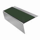 Rake Back Stair Nosing 2.75m 70mm Tread Anti Slip Vinyl, dark green insert, Satin Silver finish