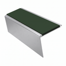 Heavy Duty Rake Back Aluminium Stair Nosing 3.22m, 62 x 56, dark green insert, Satin Silver finish