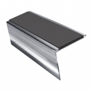 Heavy Duty Rake Back Aluminium Stair Nosing 3.22m, 62 x 56, dark grey insert, Mirrorflect Silver finish
