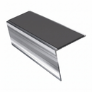 Rakeback Aluminium Stair Nosing 2.75m 56mm Custom Finishes, dark grey insert, Mirrorflect Silver finish