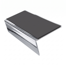 Aluminium Stair Nosing 2.75m 46mm Tread 25mm Riser, dark grey insert, Mirrorflect Silver finish
