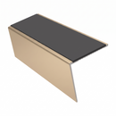 Rake Back Aluminium Stair Nosing 2.44m 56mm Tread PVC Inse, dark grey insert, Satin Bronze finish