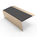 Aluminium Stair Nosing Rake Back 2.44m 70mm Single Channel, dark grey insert, Satin Bronze finish
