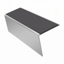 Heavy Duty Rake Back Aluminium Stair Nosing 2.44m, 62 x 56, dark grey insert, Satin Silver finish