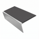 Aluminium Stair Nosing 2.75m 46mm Tread 25mm Riser, dark grey insert, Satin Silver finish