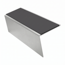 Heavy Duty Aluminium Stair Nosing 3.22m Slip Resistant, dark grey insert, Satin Silver finish